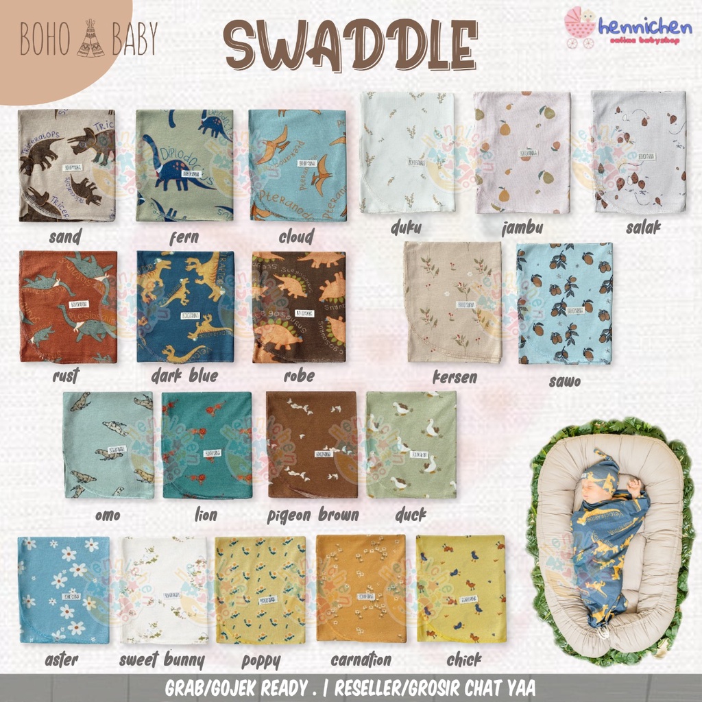 BANYAK MOTIF BOHO BABY BEDONG BAYI SWADDLE BOHOPANNA /BOHOBABY DISNEY SWADDLE PRINTING MOTIF NEWBORN