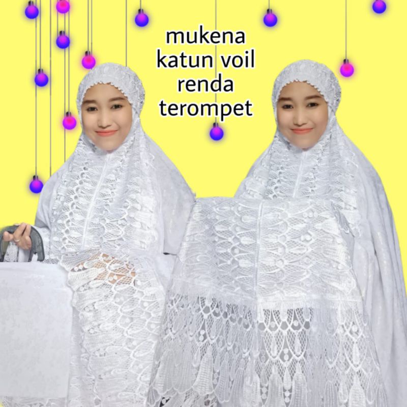 Mukena Katun Voil Renda Prada Full Putih