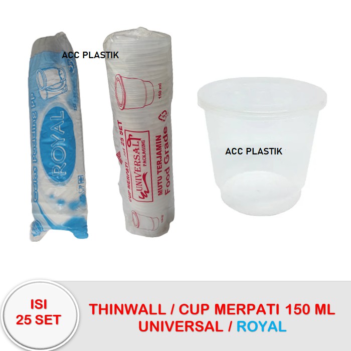 Cup Puding Merpati 150 ML Thinwall 150ML ISI 25 SET cup Jelly Cup Ice Cream Cup Slime Cup Rujak