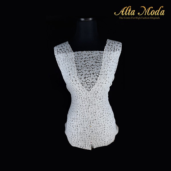 

Alta Moda Brokat Perancis Paris White All Over Desain