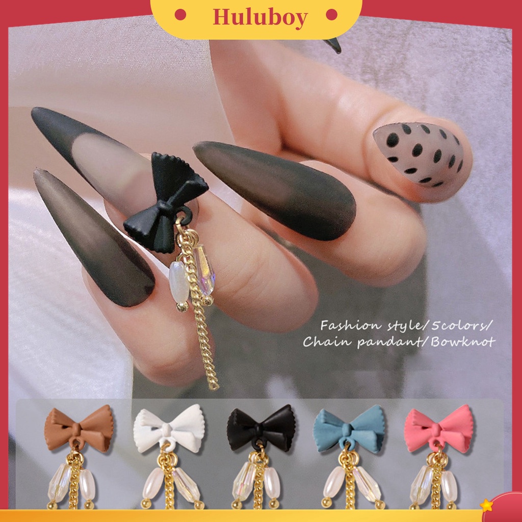 Huluboy Huluboy♡ 3 Pcs / Set Ornamen Rantai Cincin Pita 3D Efek Tidak Pudar Untuk Dekorasi Kuku Manicure Wanita