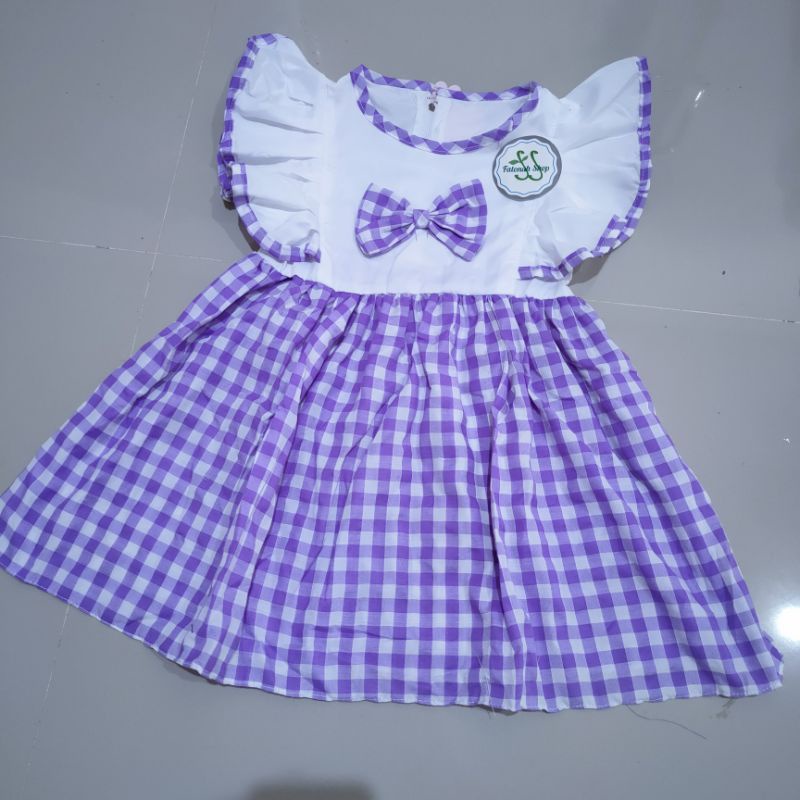 Dress Anak 1 2 tahun anime motif kotak jepang baju  anak cewek perempuan unik ( dress anime kotak)