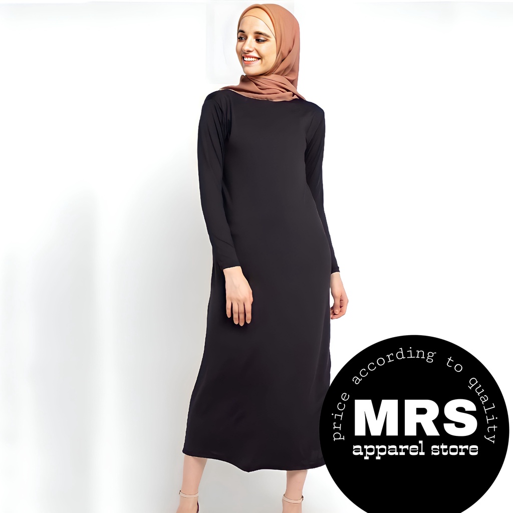 Manset Gamis Basic Polos Lengan Panjang Muslimah