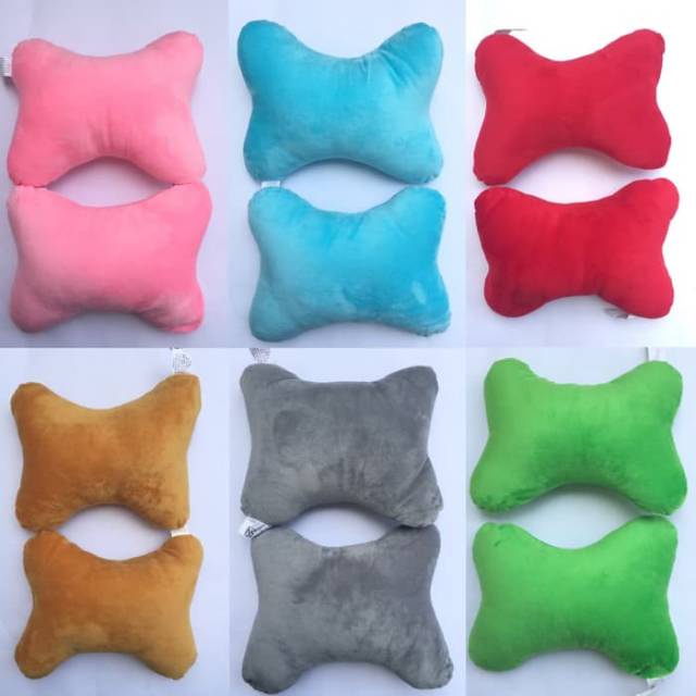 Bantal Kepala Jok Mobil Sepasang (2 pcs) - Bantal Mobil Polos - Bantal Sandar Mobil Warna Polos