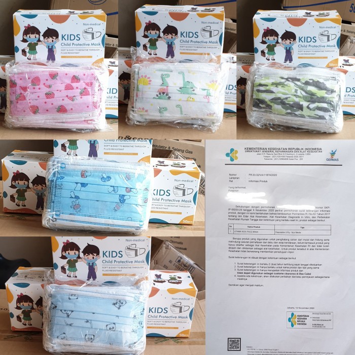 Masker Anak 3 Ply Karakter Motif isi 50 Pcs