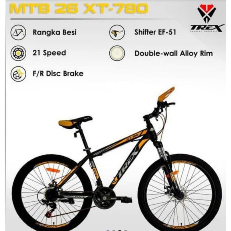 sepeda gunung mtb trex 26 inch 21 speed cakram murah