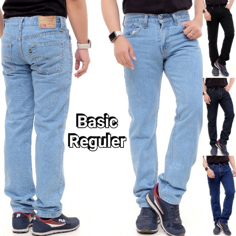 Celana jeans pria reguler bahan tebel non stretch size 28 Celana jeans pria reguler bahan tebel non stretch size 28