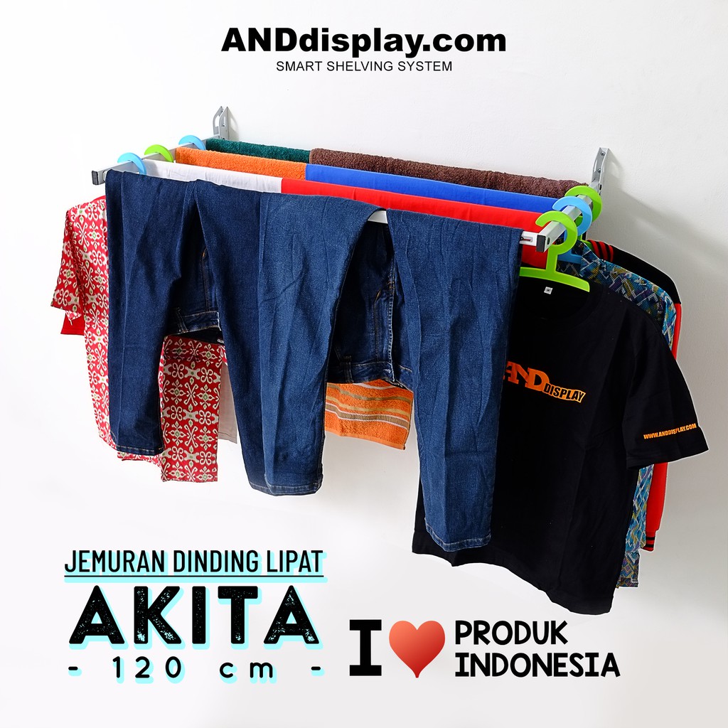 JEMURAN BAJU AKITA 120 CM DINDING LIPAT MINIMALIS | Shopee ...