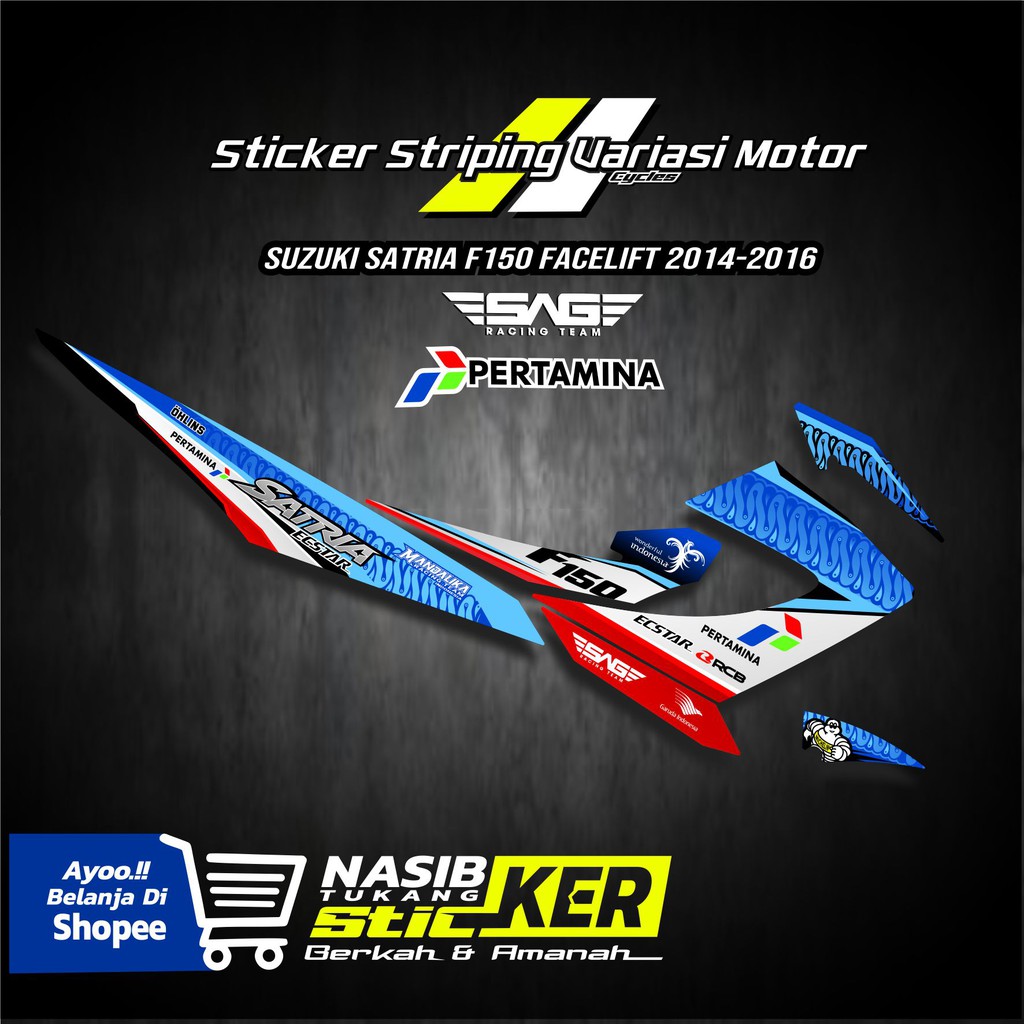 STRIPING VARIASI MOTOR SUZUKI SATRIA FU F150 FACELIFT LIVERY PERTAMINA MANDALIKA RACING