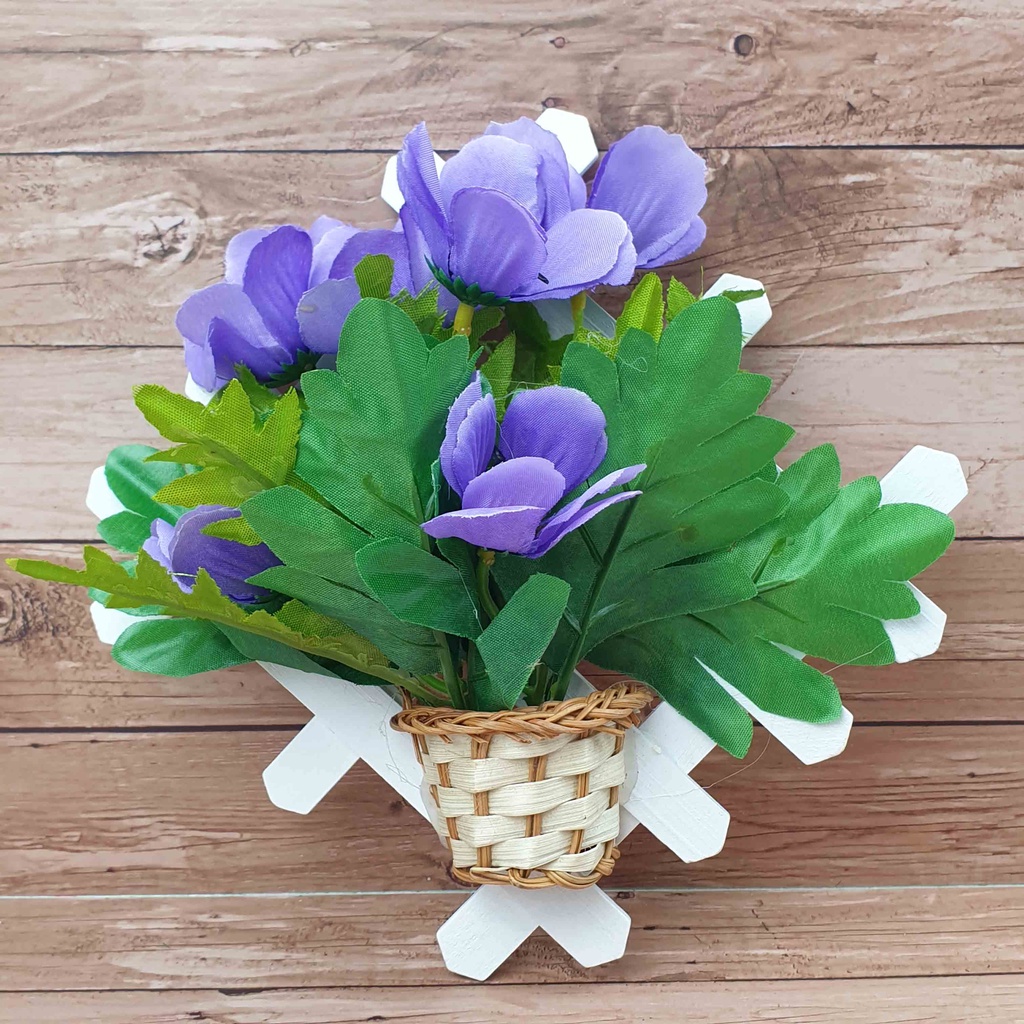 Hiasan Bunga Gantung 17cm x 17cm/ Bunga Plastik/  Bunga Artificial/ Bunga Palsu-Azalea Ungu