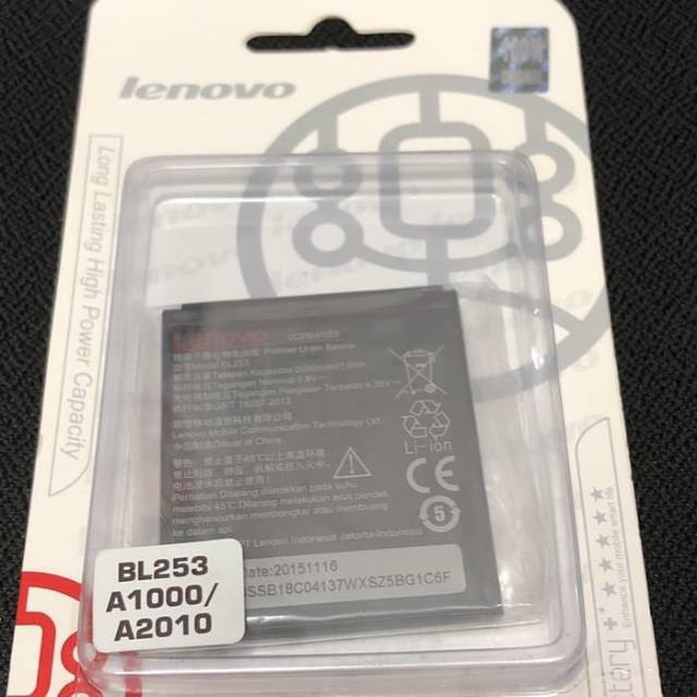 Baterai batre batrey Lenovo A1000, A2010 BL253 Original 100%