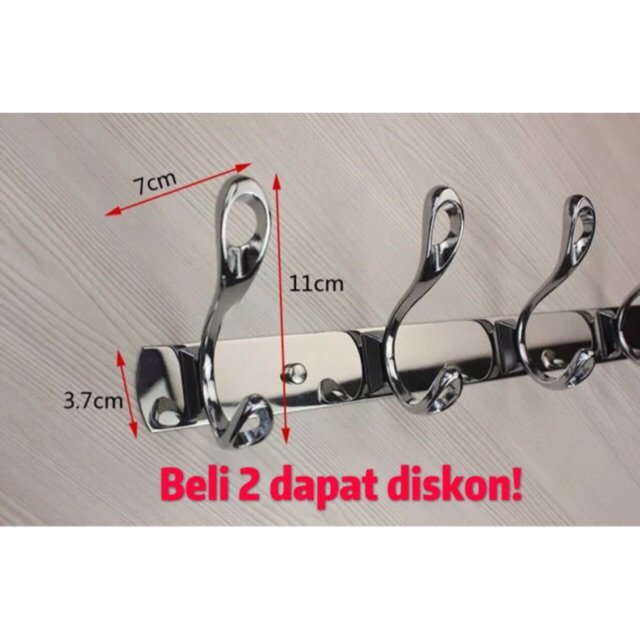 Kapstok tebal gantungan baju hanger 304-5 stainless steel 5 kait