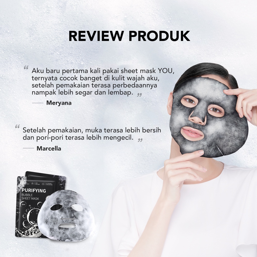 `ღ´ PHINKL `ღ´ Y.O.U bubble sheet mask masker wajah topeng tinggal tempel karbon hitam