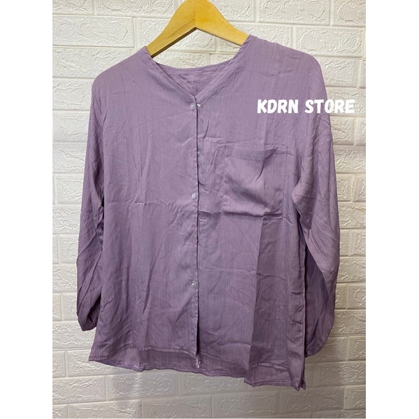 HEVA BLOUSE WANITA BAHAN CRINKLE KEKINIAN-LAVENDER
