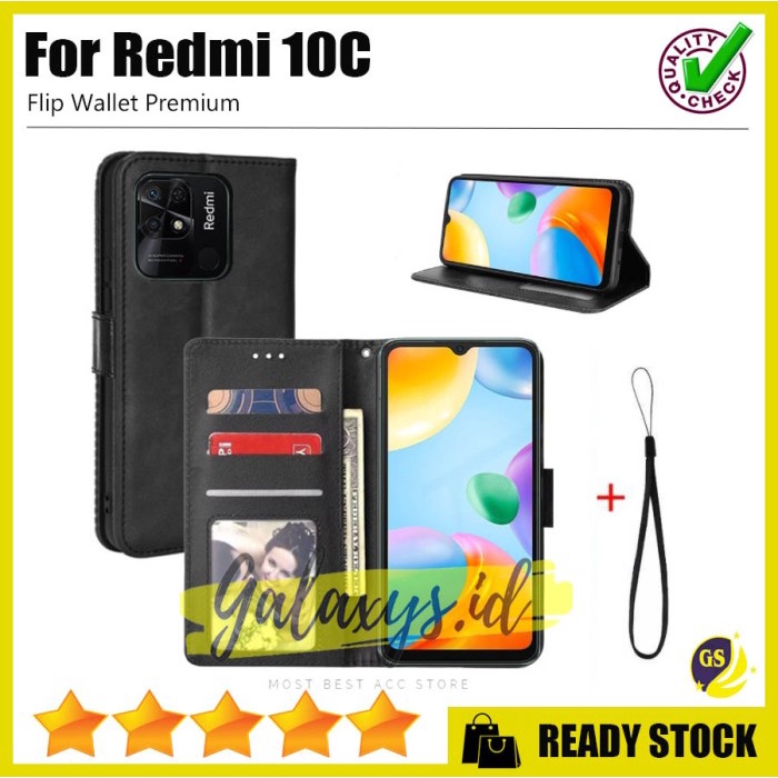 XIAOMI REDMI 12C 10C 10 C / REDMI 10A 2022 Flip Case Cover Case Leather Wallet Sarung Dompet Buku Case Kulit Casing