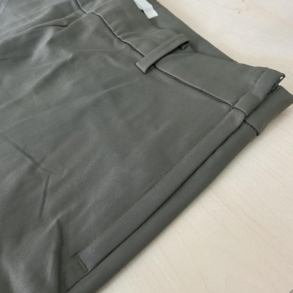 H&M Celana Wanita Super Stretch Khaki Green Slim Fit Ankle Pants Cigarette Trousers Original Slacks