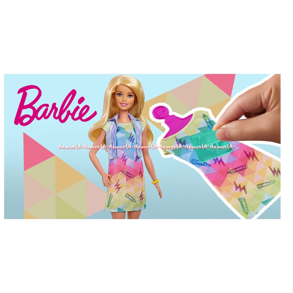 Barbie Color Stamp Fashion Mainan Boneka Barbie Crayola Design Baju Berbie