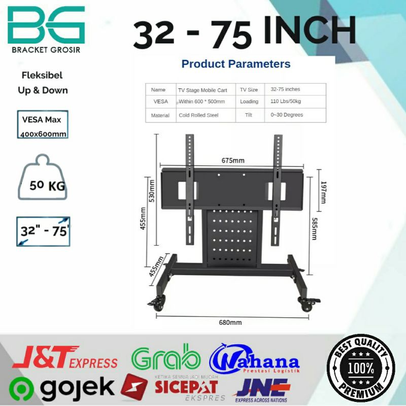 BRACKET STAND TV /BRACKET TV STAND/STAND TV/STANDING TV  UTK DI PANGGUNG DAN MEETING ROOM 32-75 INCH