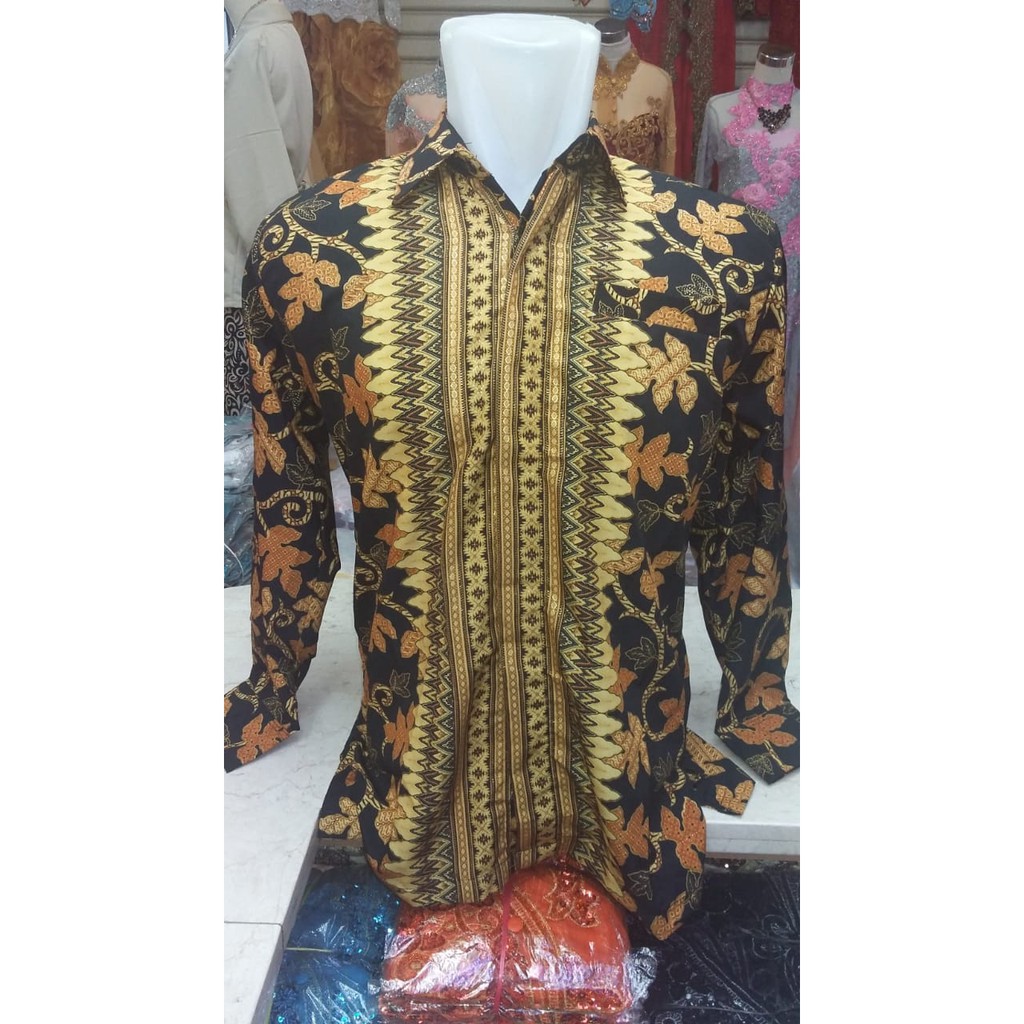 SETELAN KEBAYA COUPLE / BATIK COUPLE FLOY BRUKAT GOLD DAN KEMEJA