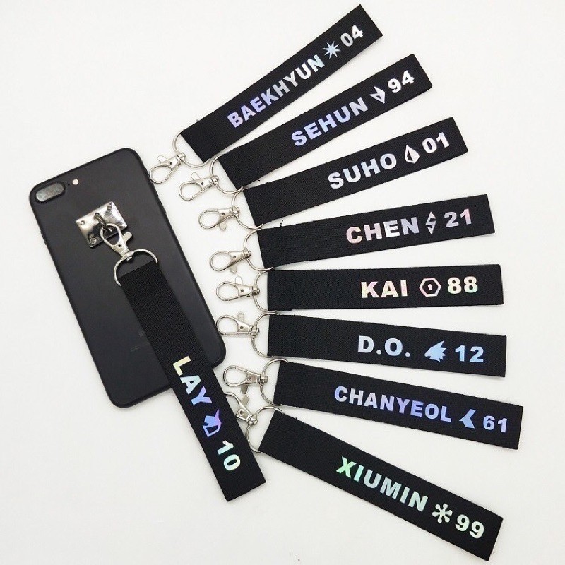 KPOP EXO Lanyard Keychain Name Cellphone Holder Strap Keyring XIUMIN KAI CHEN