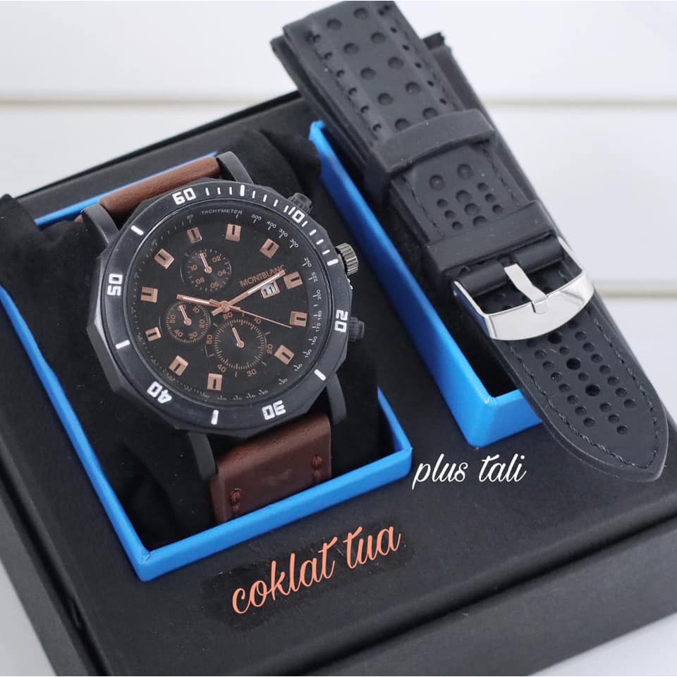 (BISA COD) JAM TANGAN PRIA MONTBLANC KULIT FREE GELANG 4,6CM JAM FASHION-JAM TERLARIS