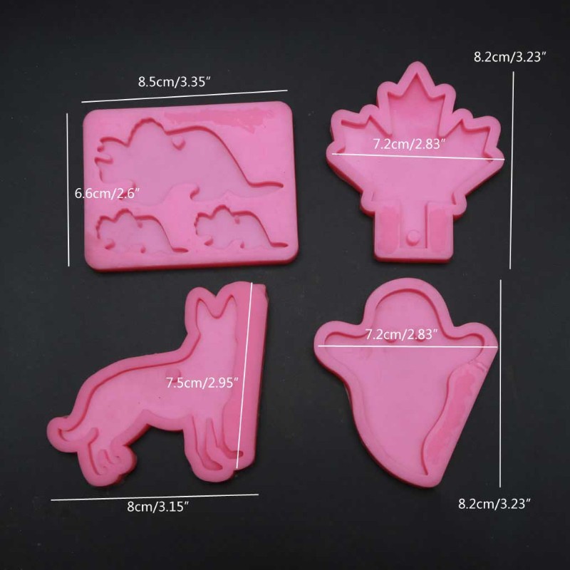 4pcs Cetakan Resin Bahan Silikon Untuk Membuat Gantungan Kunci