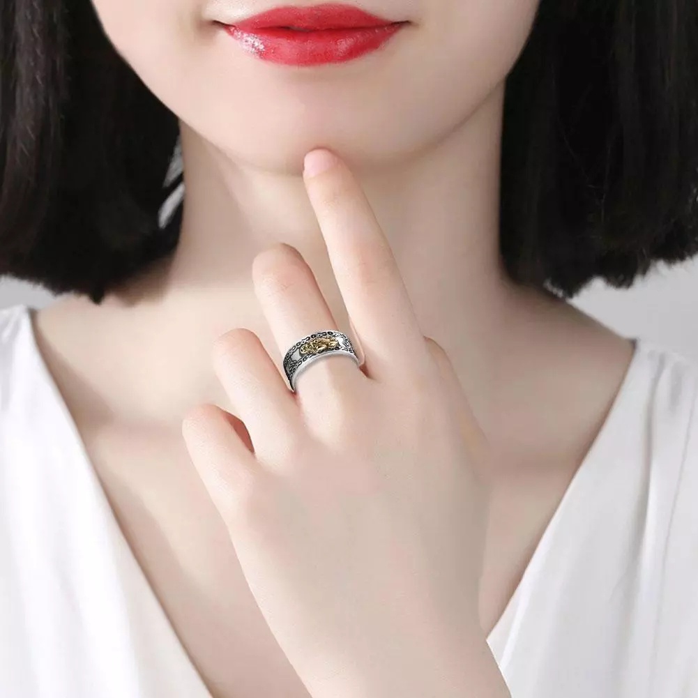 Cincin Model Terbuka Dapat Disesuaikan Desain Feng Shui Pixiu Untuk Pria Dan Wanita