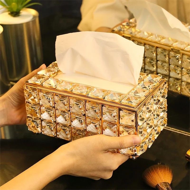 Kotak tisu crystal tempat tisu meja eropa nordic / Crystal tissue box