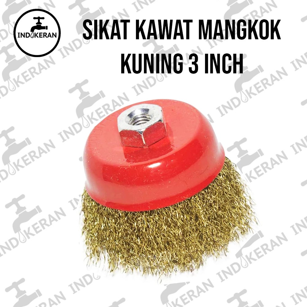 INDOKERAN - Sikat Kawat Mangkok Kuning - High Quality