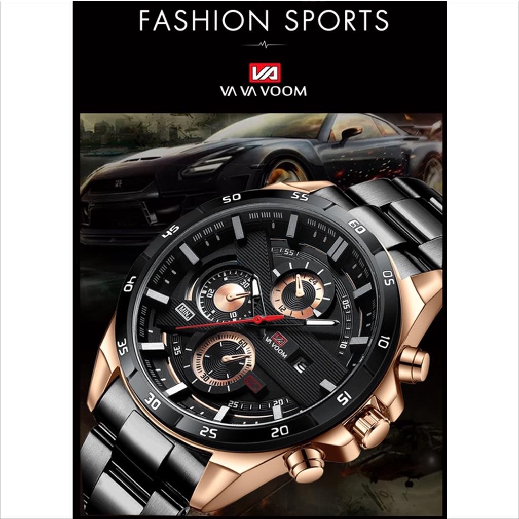 Jam Tangan Pria VAVA VOOM 216 VAVAVOOM Tahan Air Stainlees Steel Anti Karat Premium Original