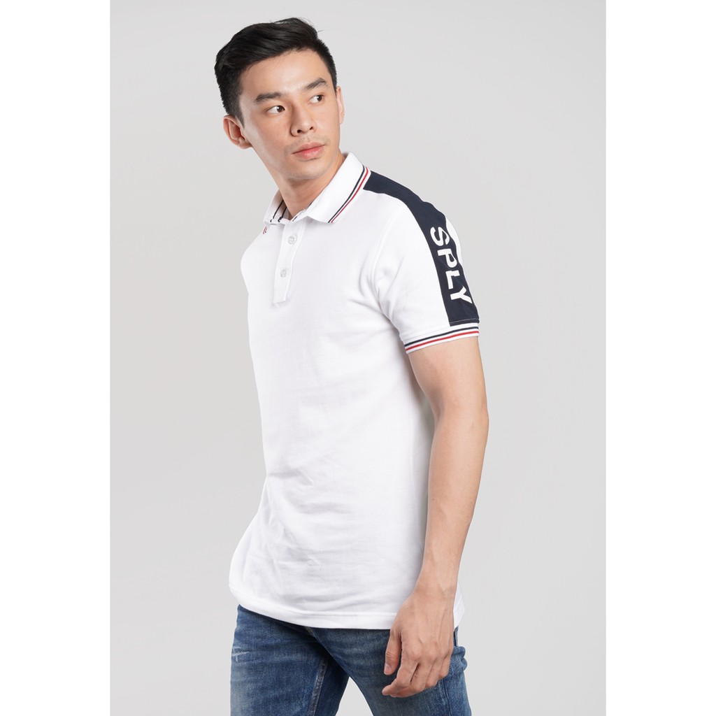  Osella  Baju Pria Polo  Shirt Print White Shopee Indonesia