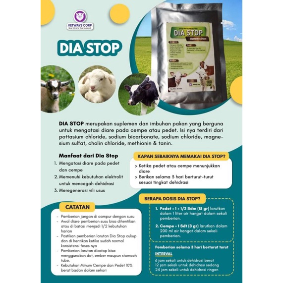 DIA STOP Ori | Obat Mencret kambing Cempe dan sapi Pedet kelinci | Obat diare Kambing dan obat diare Sapi ampuh | Apoternak