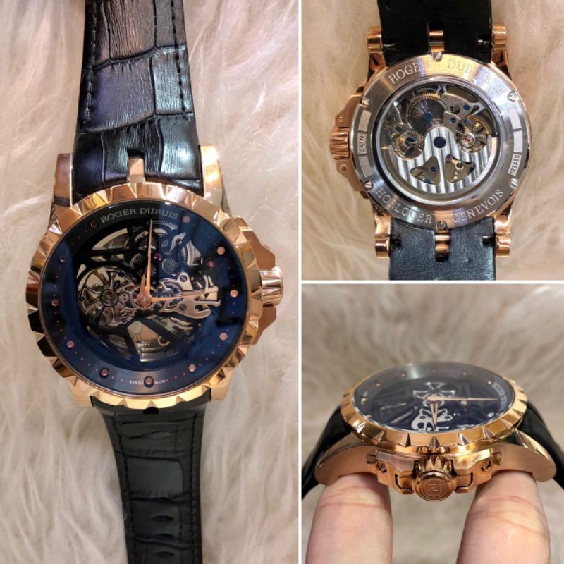 JAM TANGAN PRIA ROGER DUBUIS TURBILLON AUTOMATIC JAPAN BODY ROSEGOLD LEATHER STRAP