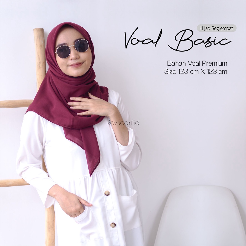 Hijab Segiempat Voal Basic By Reyscarf Bahan Voal Premium Adem Banyak Pilihan Warna Elegant Bisa COD