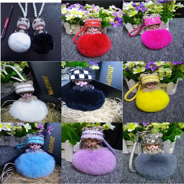 Gantungan kunci mobil monchichi boneka monchichi gantunagn spion mobil ribbit monchichi Gantungan spion mobil monchichi ribbit Car Crystal Pendant Monchichi