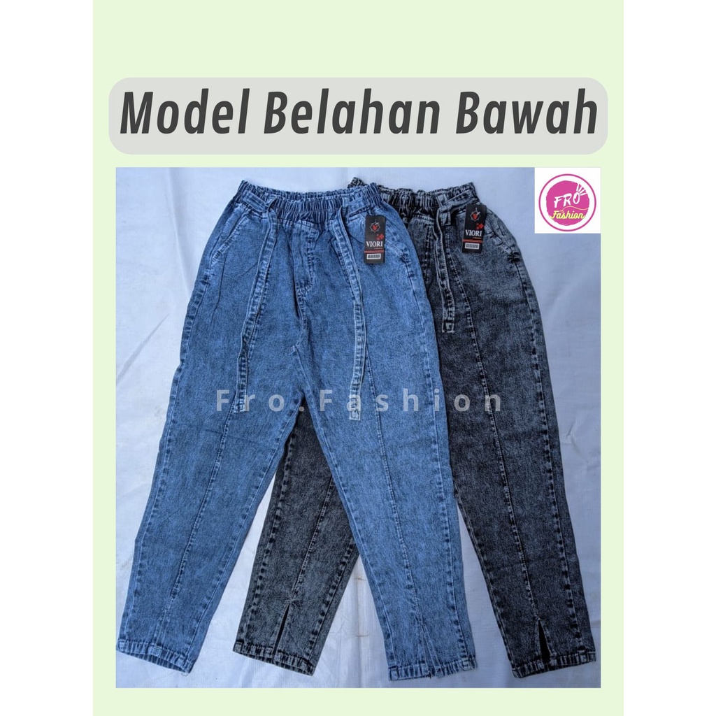 Celana Panjang Wanita Jeans Baggy Pants Jeans Model Belahan Bawah Cocok Untuk Dewasa dan Remaja Bagy Pants Jeans Pinggang Karet Premium Terlaris Viral