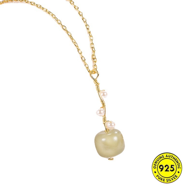 Kalung Mutiara Giok Emas 18K Tahan Air Anti Alergi Untuk Aksesoris