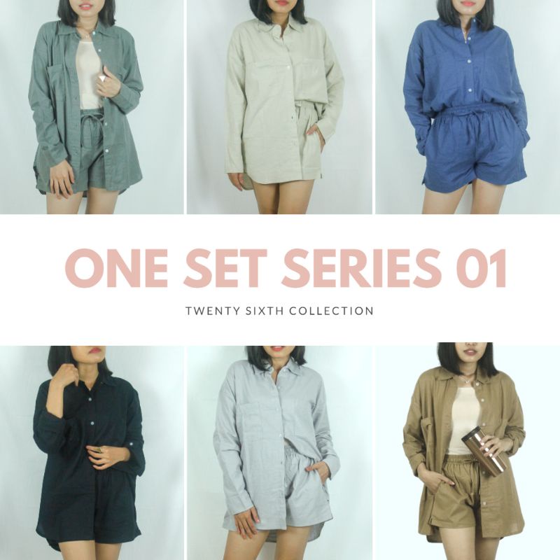 Set Linen | setelan kemeja dan celana pendek