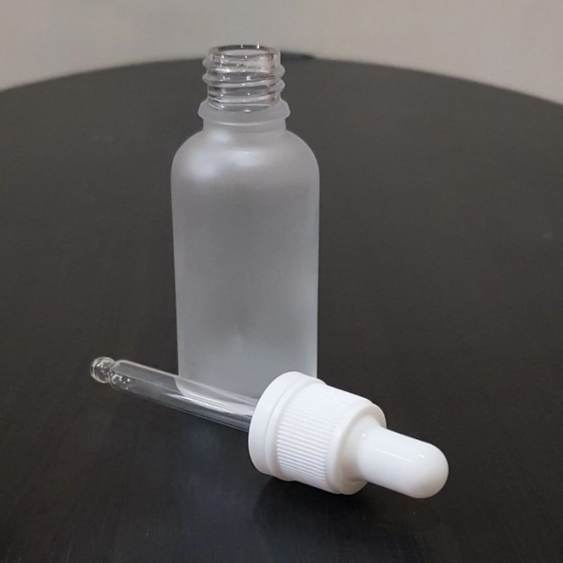 botol pipet kaca 30ml frosted doff bening - ring segel putih