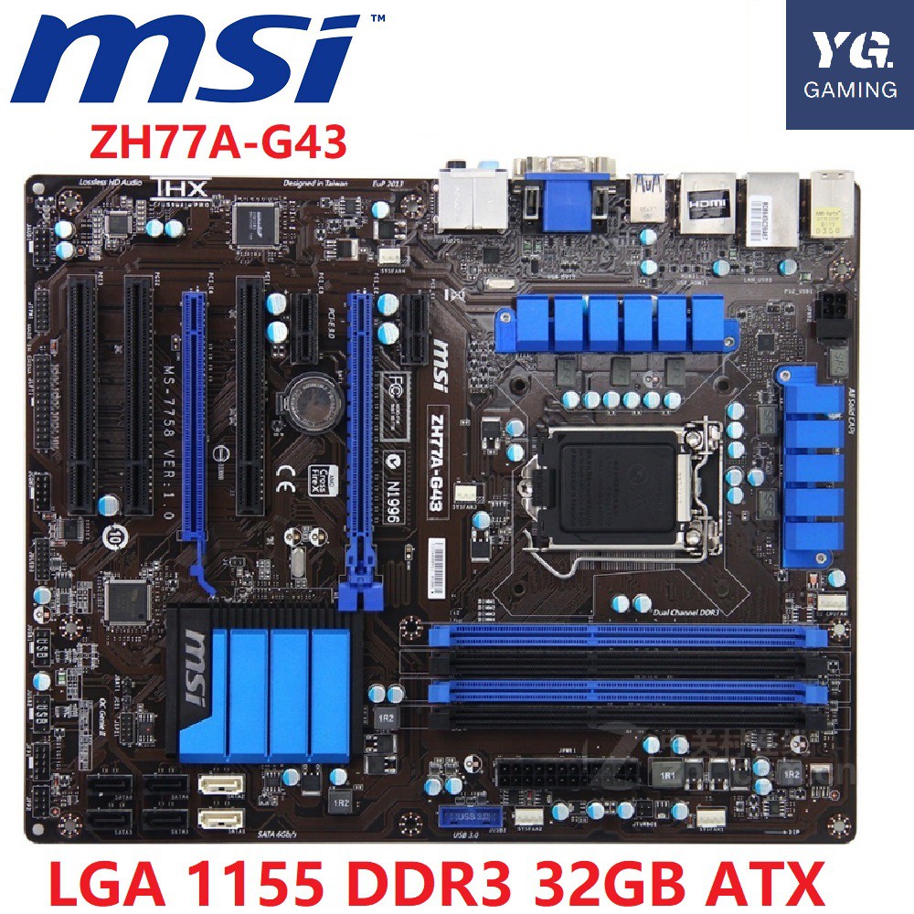 MSI ZH77A-G43 Original Motherboard h77 DDR3 LGA 1155 untuk