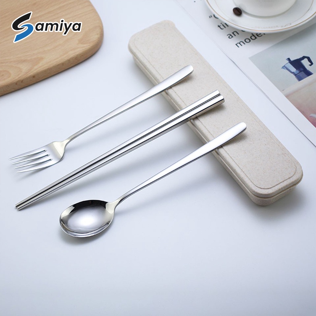 spoon fork chopstick korea stainless 304 silver series color handle / sendok garpu sumpit korea set