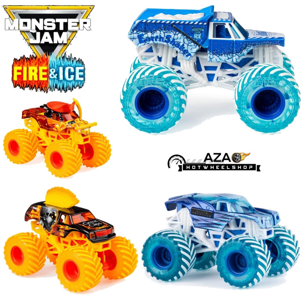 Hot Wheels Monster Jam Fire And Ice Spin Master monster mutt grave digger blue thunder horse power