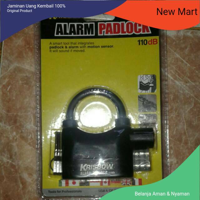 Gembok alarm anti maling krisbow 110 dB ORIGINAL