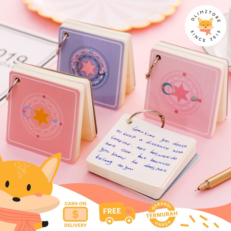 

[DZ] ST230 - Memo Ring Note Book Persegi Motif Fairy Wand Kucing / Mini Notebook