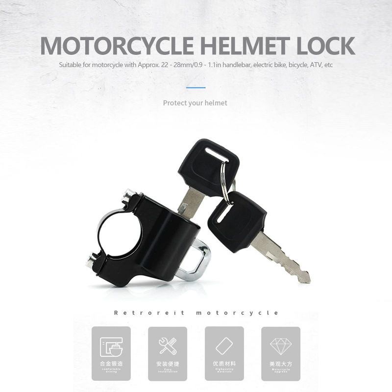 Kunci Gantungan Helm Motor Aluminum Alloy Gembok Pengaman Helm Anti Maling Helmet Lock Anti-Theft