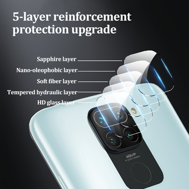 Camera Back Lens Metal Ring And Clear Tempered Glass Film Protective Cover for Xiaomi Redmi Note 9/9S/9 Pro/9 Pro Max