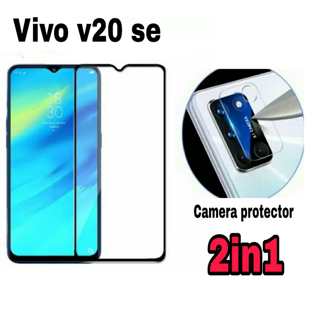 PROMO Paket 2in1 Tempered Glass VIVO V20 SE Anti Gores Kaca Pelindung Kamera Belakang