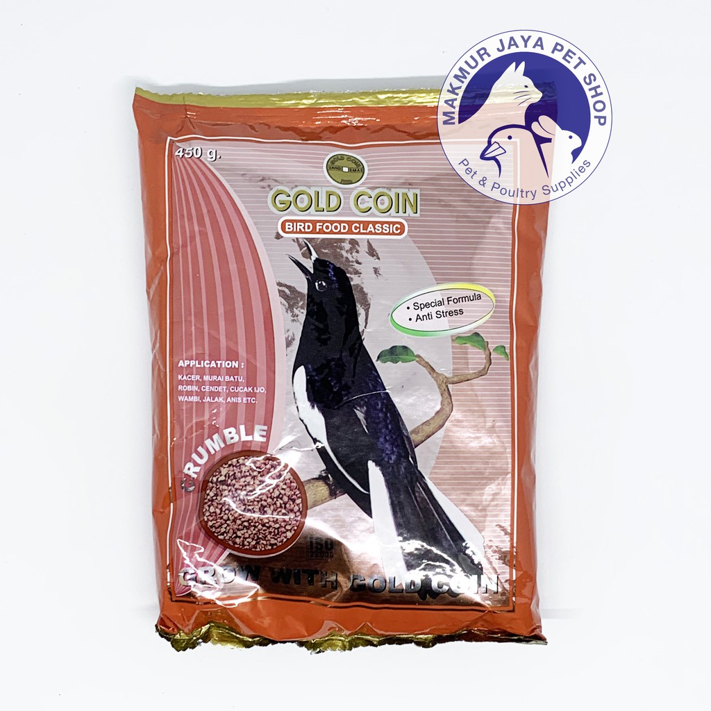 Pakan Burung Crumble Gold Coin Bird Food Classic Merah 450 gram