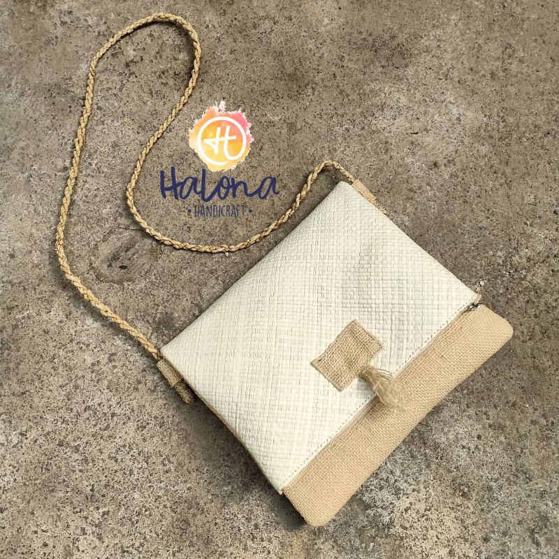 Tas wanita Slingbag Pandan Kombi Goni Selempang Wanita Lipat