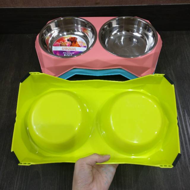 Mangkok tempat makan anjing kucing kelinci hewan dog bowl stainless food